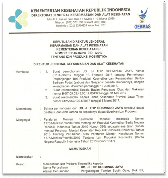 Sertifikat Kemenkes